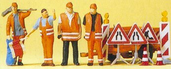 Preiser 10347 HO Scale People Working -- Street Repair Crew w/Accessories