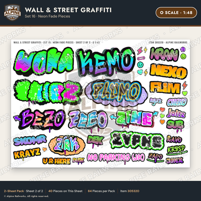 Alpine Railworks 30532O O Scale Wall & Street Graffiti Cut-Outs