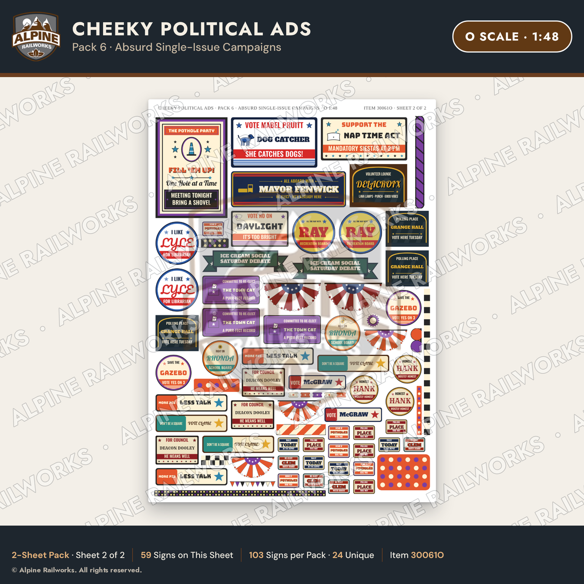 Alpine Railworks 30061O O Scale Cheeky Political Ads