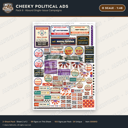 Alpine Railworks 30061O O Scale Cheeky Political Ads
