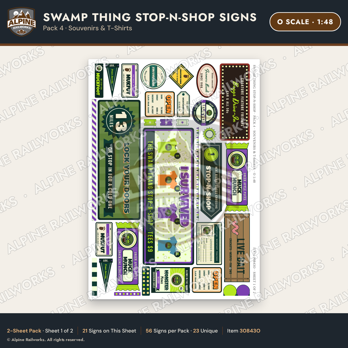 Alpine Railworks 30843O O Scale Roadside Signs - Swamp Monster Store