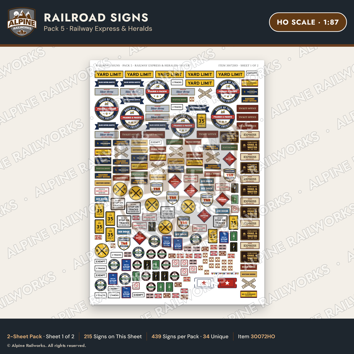 Alpine Railworks 30072HO HO Scale Railroad Signs - Railway Express