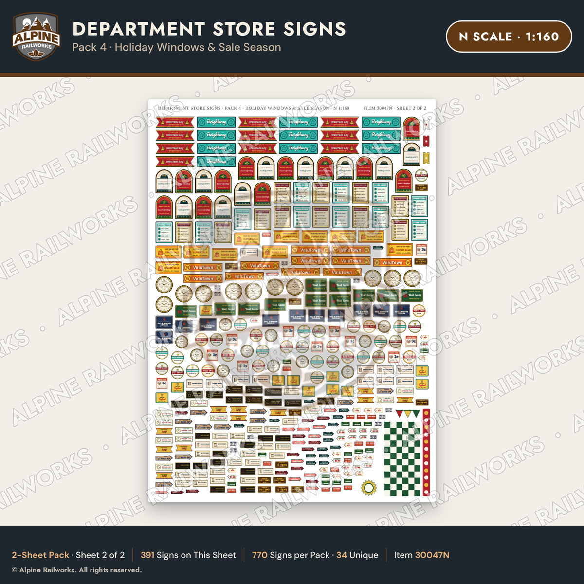 Alpine Railworks 30047N N Scale Department Store Signs