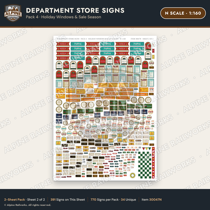 Alpine Railworks 30047N N Scale Department Store Signs