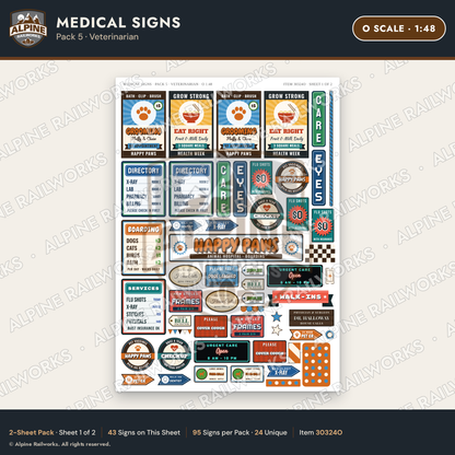 Alpine Railworks 30324O O Scale Medical Signs - Veterinarian