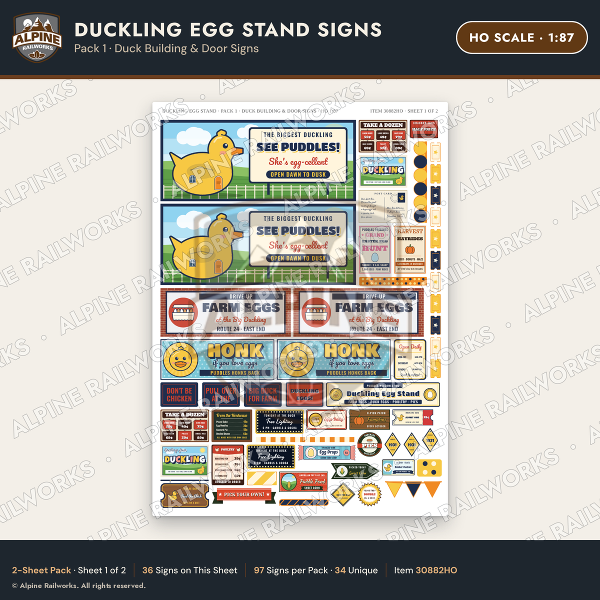 Alpine Railworks 30882HO HO Scale Roadside Signs - Giant Duck