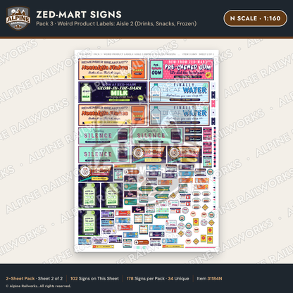 Alpine Railworks 31184N N Scale Grocery Store Signs - Funny Products