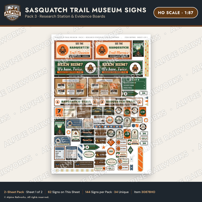 Alpine Railworks 30878HO HO Scale Roadside Signs - Bigfoot Museum