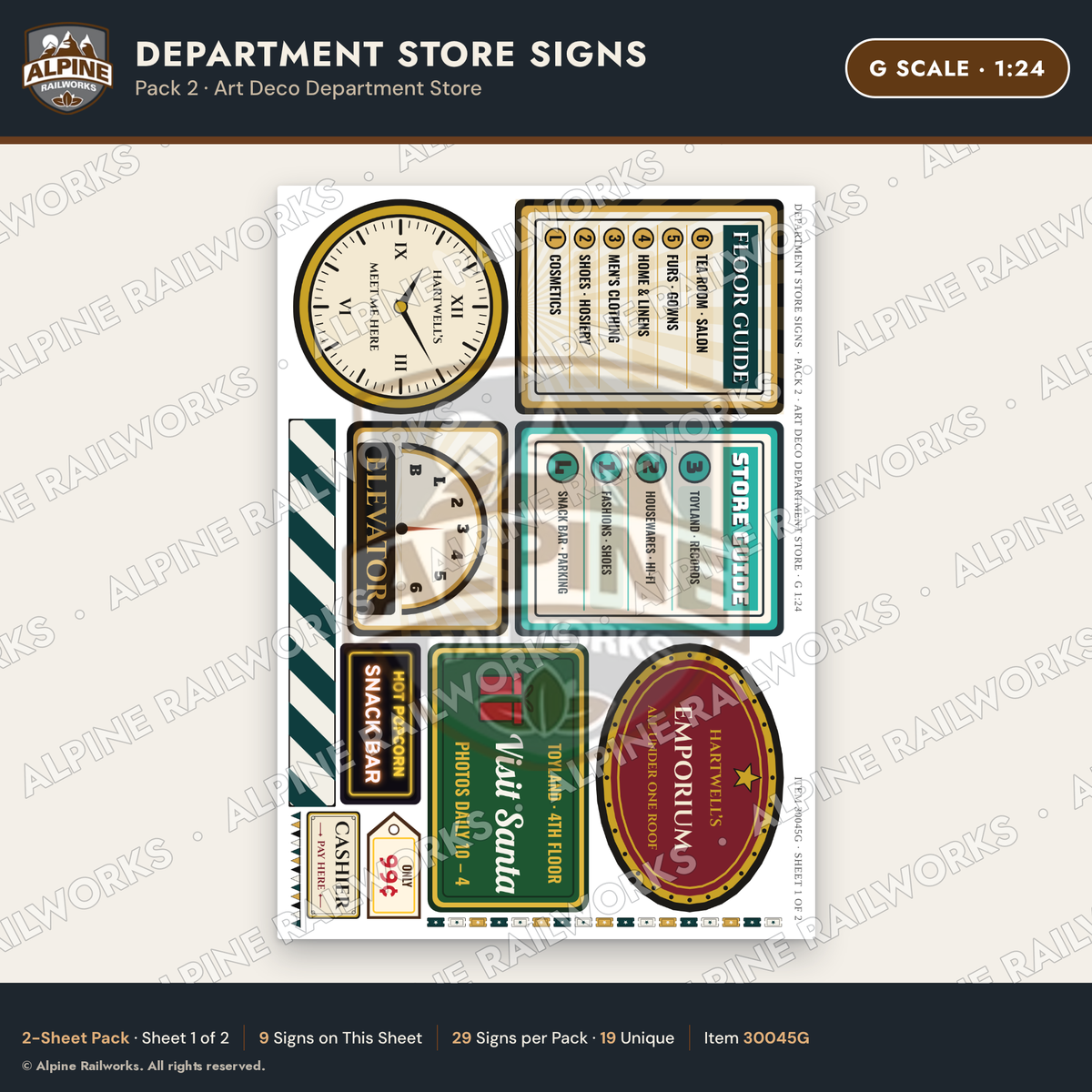 Alpine Railworks 30045G G Scale Department Store Signs