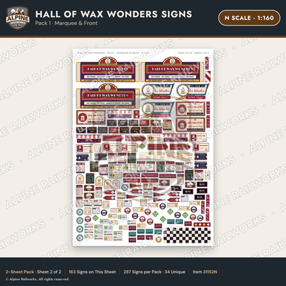 Alpine Railworks 31152N N Scale Roadside Attraction Signs - Wax Museum