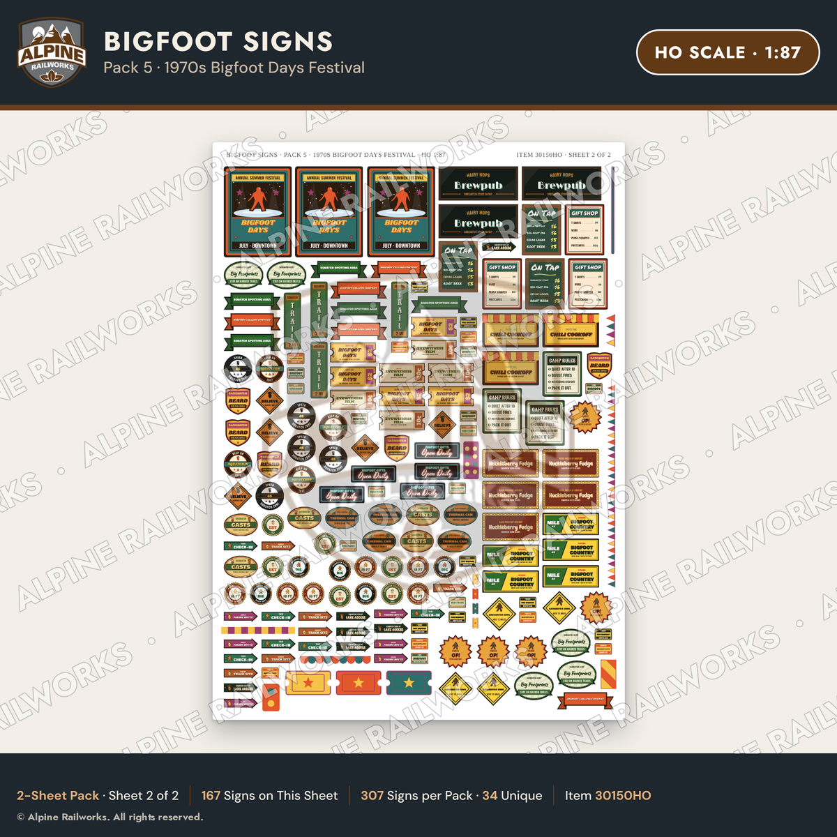 Alpine Railworks 30150HO HO Scale Bigfoot Signs