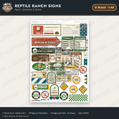 Alpine Railworks 31128O O Scale Roadside Signs - Reptile Zoo