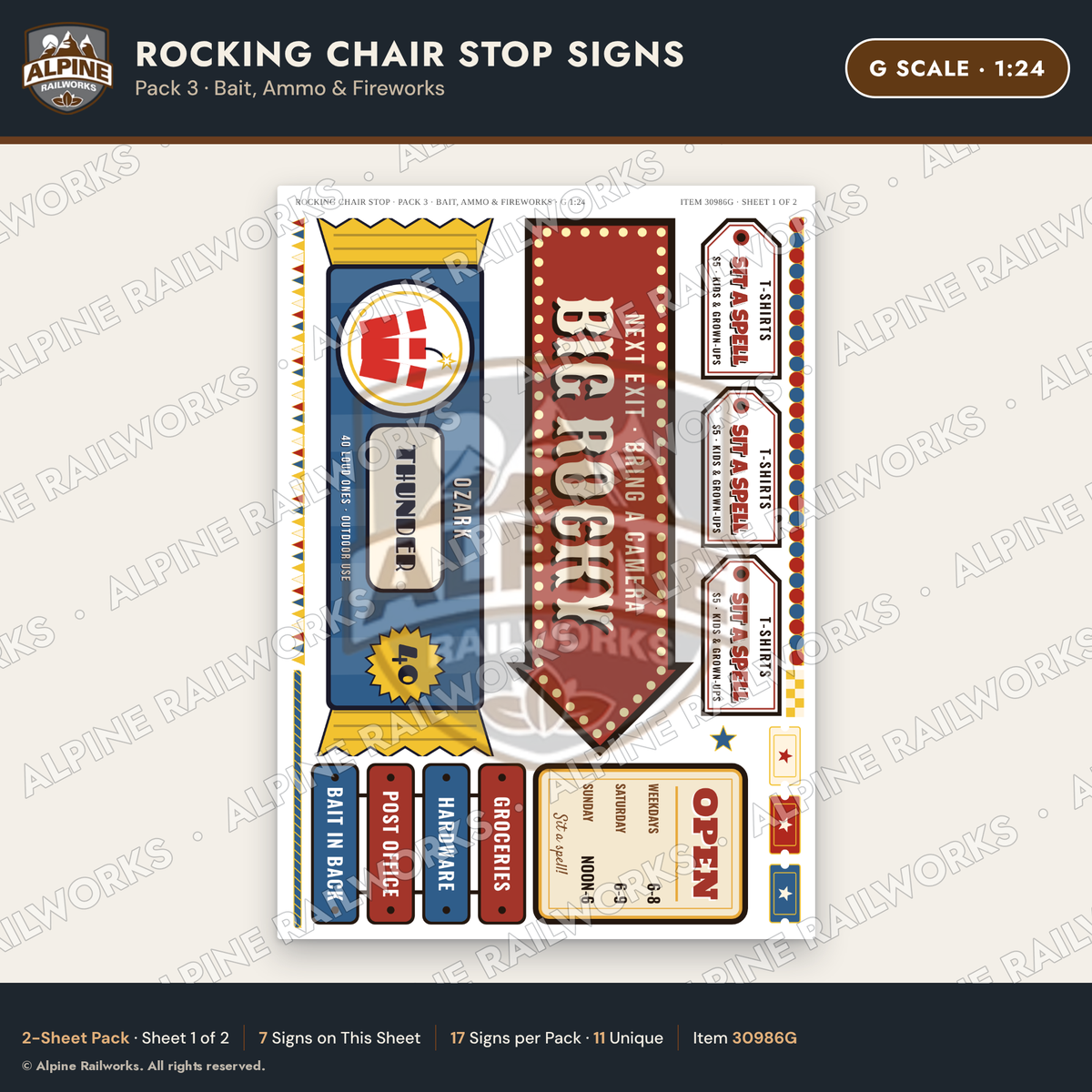 Alpine Railworks 30986G G Scale Roadside Signs - Giant Rocking Chair
