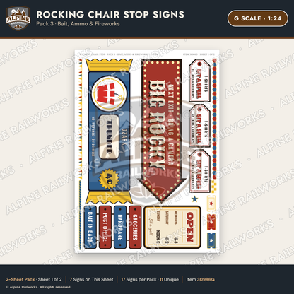 Alpine Railworks 30986G G Scale Roadside Signs - Giant Rocking Chair