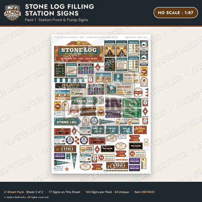 Alpine Railworks 31074HO HO Scale Roadside Signs - Petrified Wood