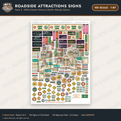 Alpine Railworks 30087HO HO Scale Roadside Attractions Signs