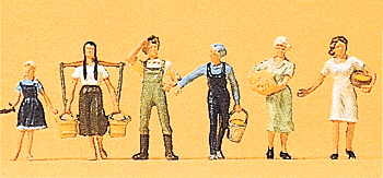 Preiser 10295 HO Scale People Working -- Female & Male Farm Workers pkg(6)