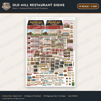 Alpine Railworks 31203N N Scale Old Mill Signs - General Store