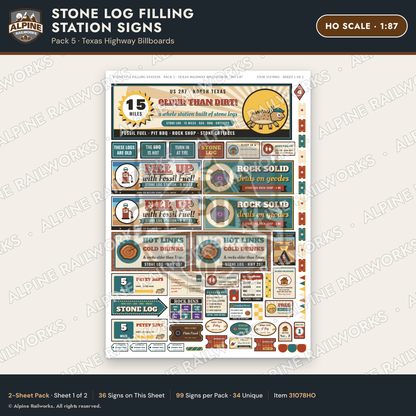 Alpine Railworks 31078HO HO Scale Roadside Signs - Petrified Wood