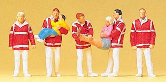 Preiser 10518 HO Scale Working People -- Paramedics Carrying a Patient pkg(4)