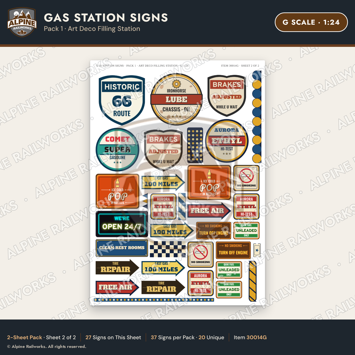 Alpine Railworks 30014G G Scale Gas Station Signs