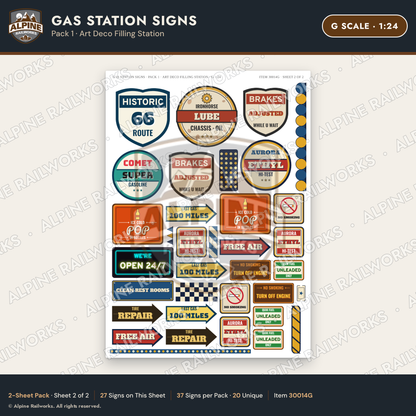 Alpine Railworks 30014G G Scale Gas Station Signs