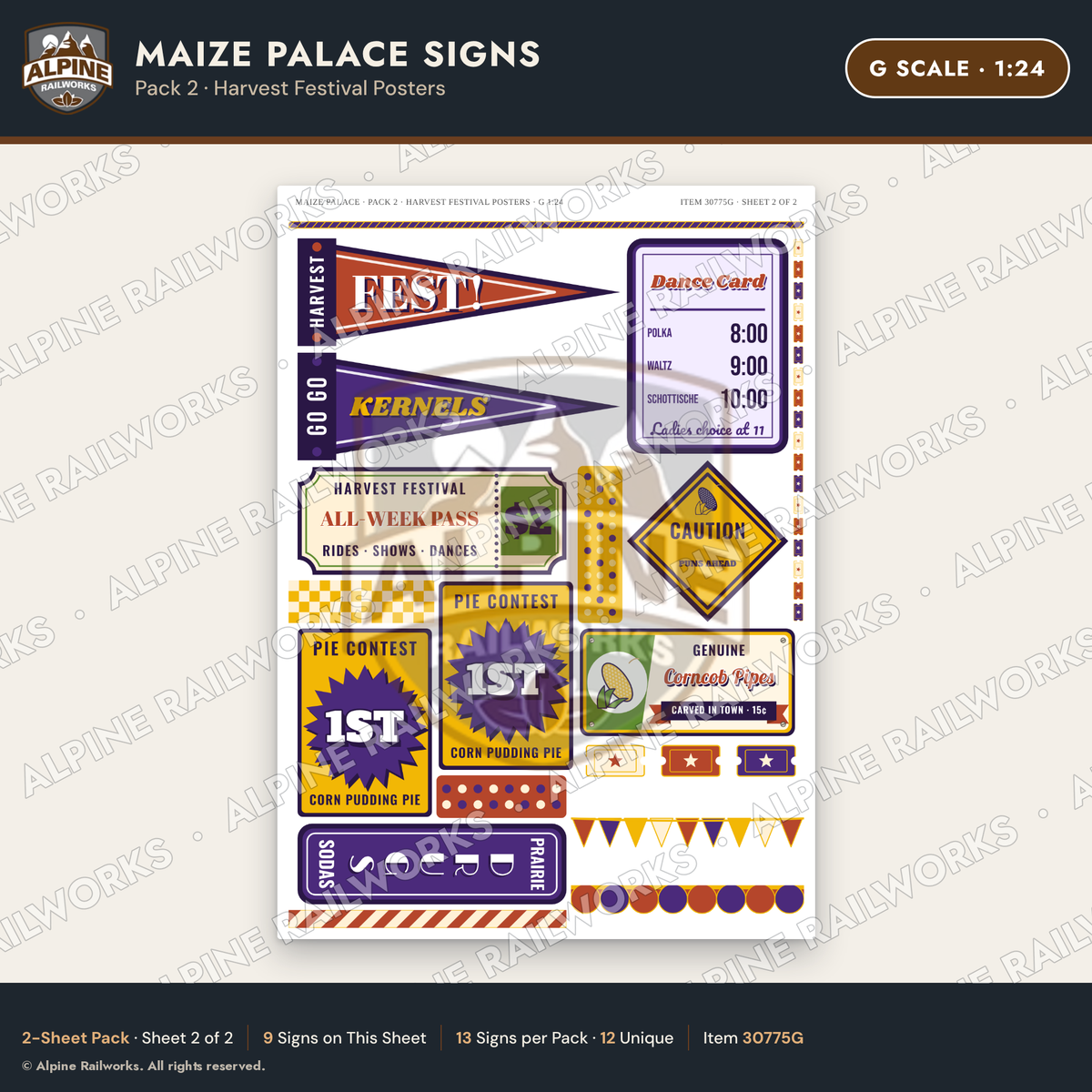 Alpine Railworks 30775G G Scale Roadside Signs - Corn Palace