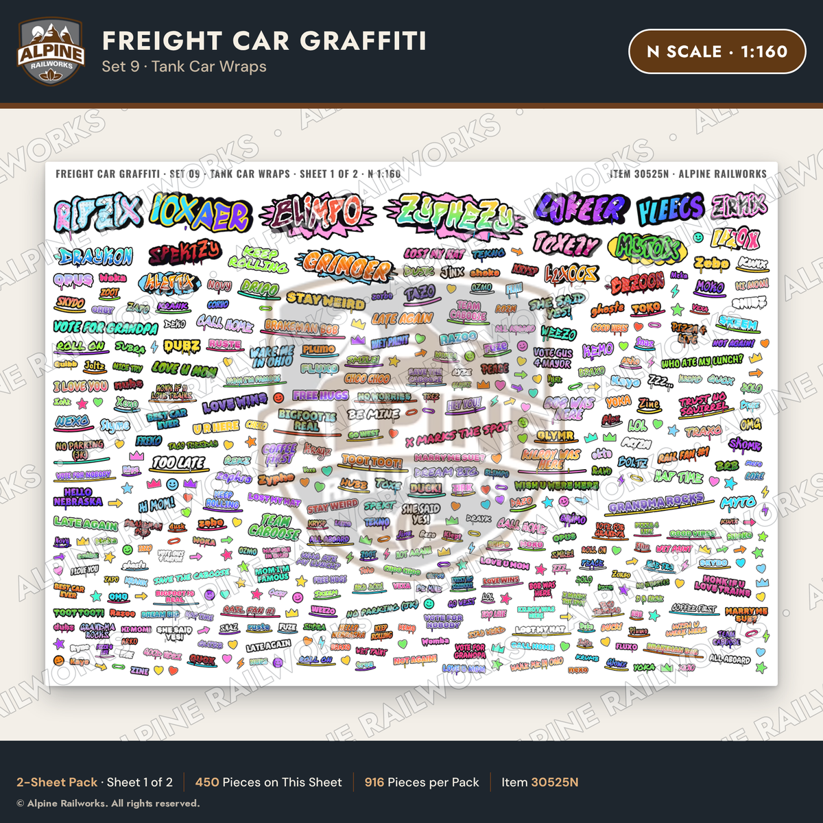 Alpine Railworks 30525N N Scale Freight Car Graffiti Cut-Outs