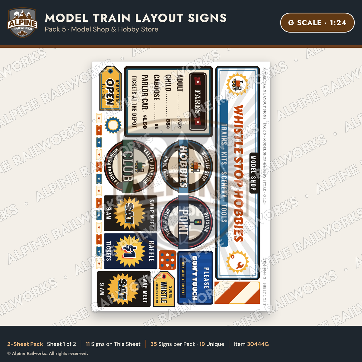 Alpine Railworks 30444G G Scale Model Train Layout Signs - Model Shop