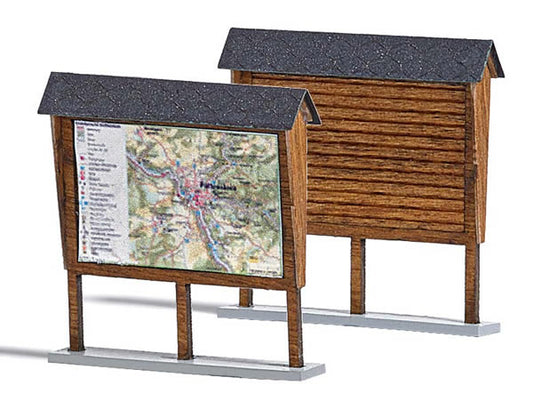 Busch 1495 HO Scale Wood Information Board -- Kit - 1-3/16 x 1-3/8 x 1-1/8" 3 x 3.5 x. 2.9cm