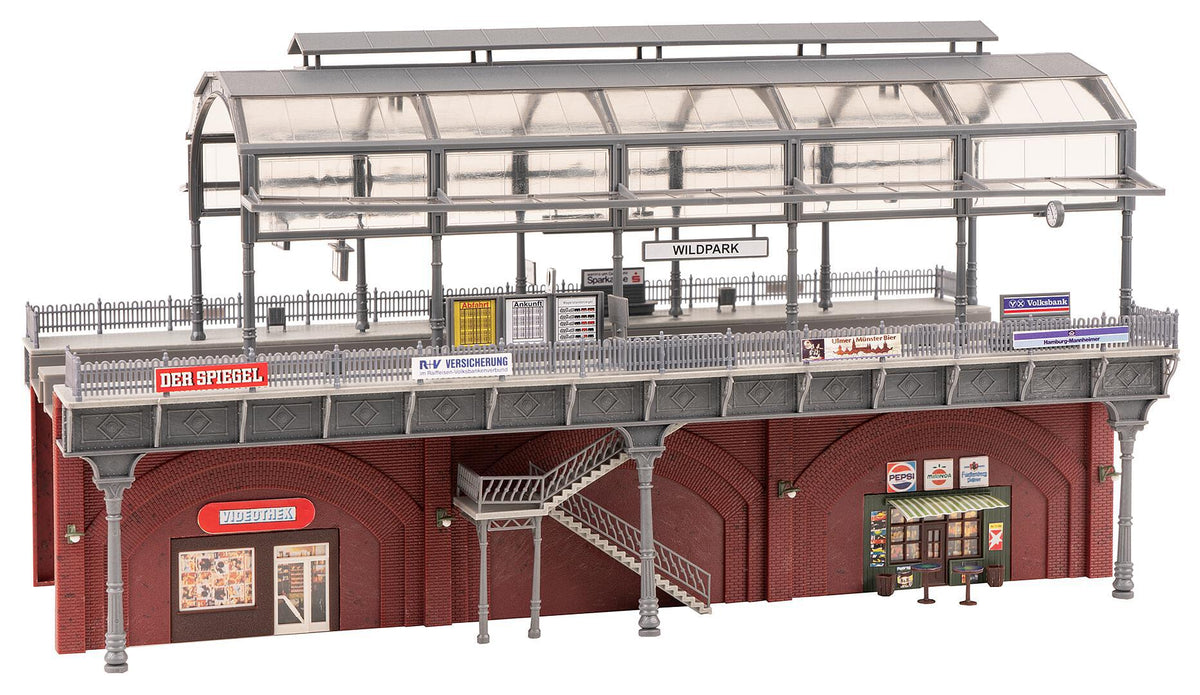 Faller 120580 HO Elevated Urban Train Station w/Glass Shed Kit