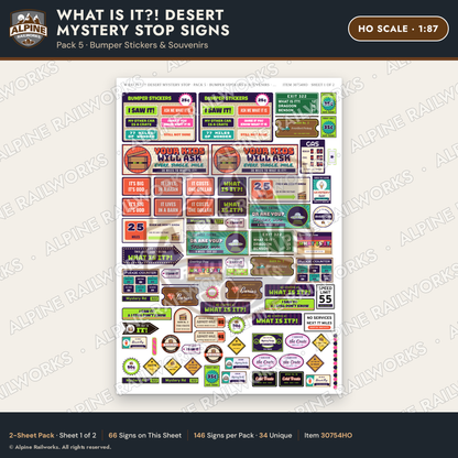Alpine Railworks 30754HO HO Scale Roadside Signs - Desert Mystery Stop