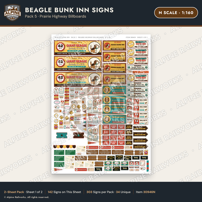 Alpine Railworks 30946N N Scale Roadside Signs - Dog-Shaped Inn