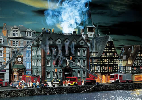 Faller 130441 HO Scale Burning Tax Office - Weathered Model -- 7-3/4 x 5-3/8 x 7-3/8" 19.5 x 13.3 x 18.5cm