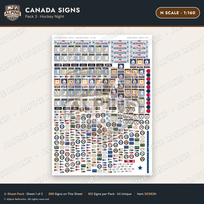 Alpine Railworks 30382N N Scale Canada Signs - Hockey Night