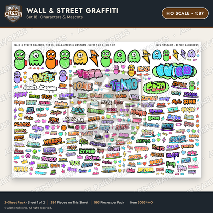 Alpine Railworks 30534HO HO Scale Wall & Street Graffiti Cut-Outs