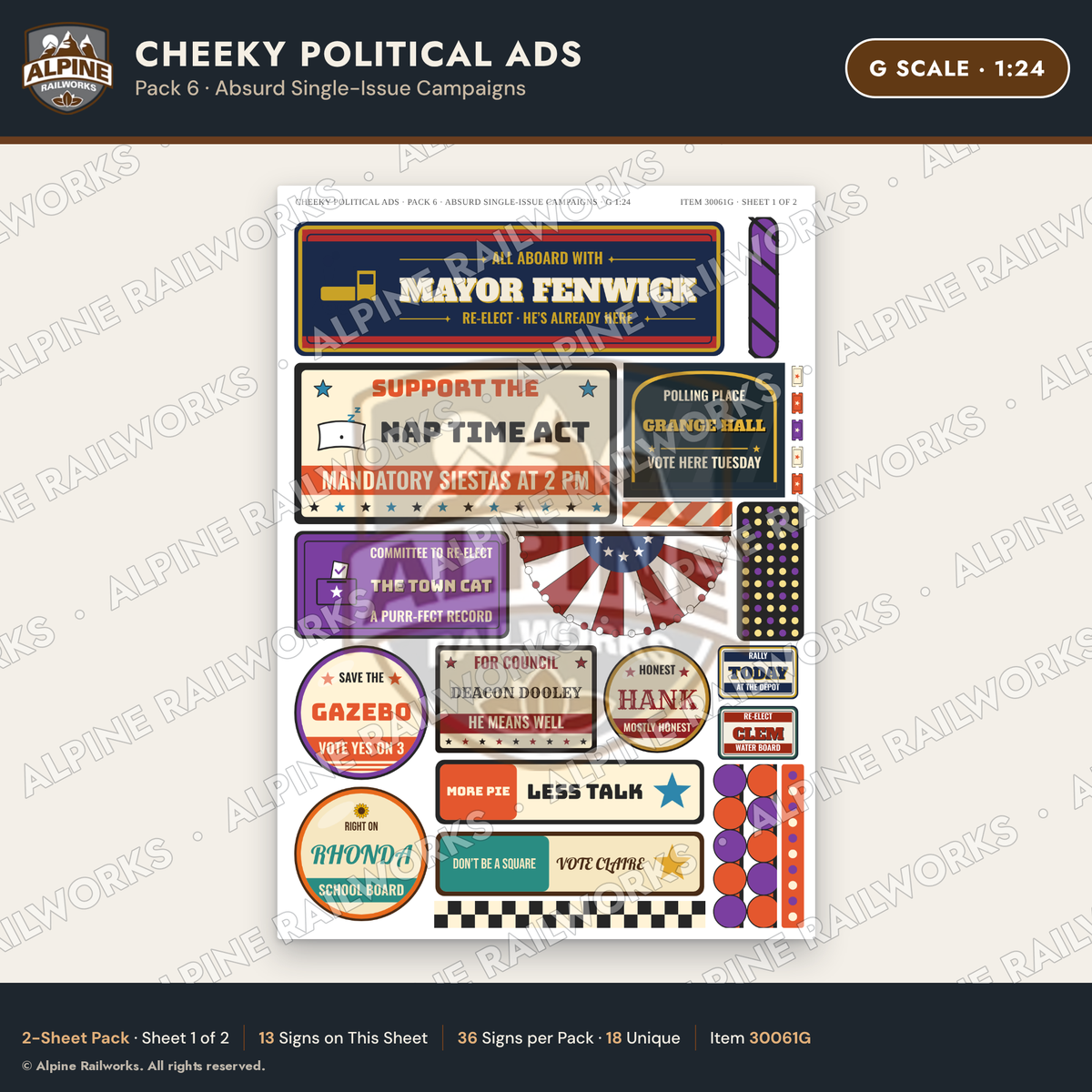 Alpine Railworks 30061G G Scale Cheeky Political Ads