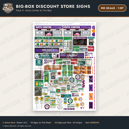 Alpine Railworks 30683HO HO Scale Big-Box Discount Store Signs