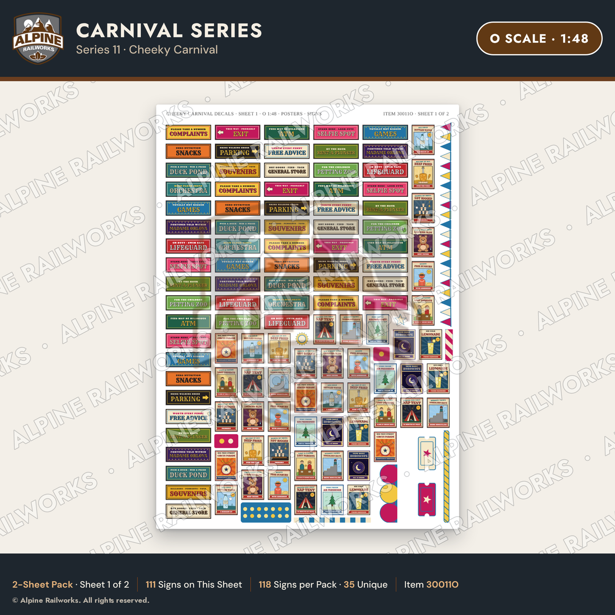 Alpine Railworks 30011O O Scale Carnival Signs - Cheeky Carnival