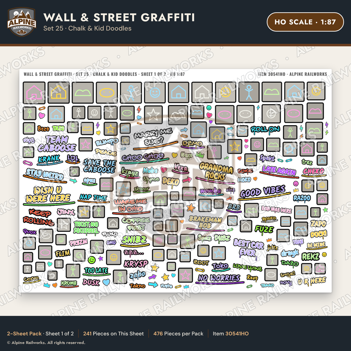 Alpine Railworks 30541HO HO Scale Wall & Street Graffiti Cut-Outs