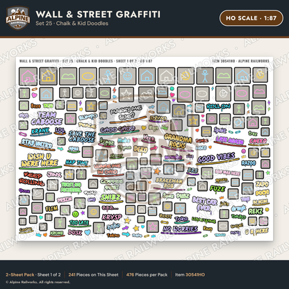 Alpine Railworks 30541HO HO Scale Wall & Street Graffiti Cut-Outs
