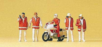 Preiser 10100 HO Scale Emergency Personnel -- Emergency Doctors w/Motorcycle