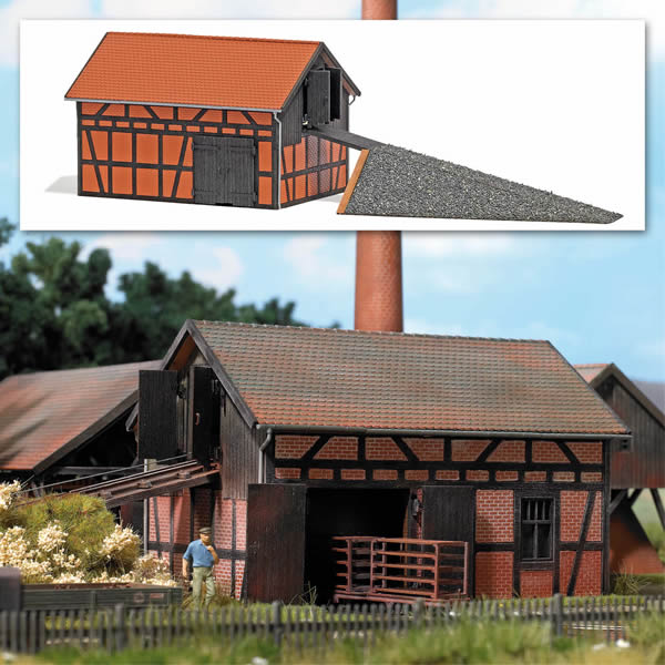 Busch 1552 HO Scale Brick Extruding - Press House -- Laser-Cut Kit - 10-3/16 x 3-3/16 x 3" 25.8 x 8.1 x 7.6cm