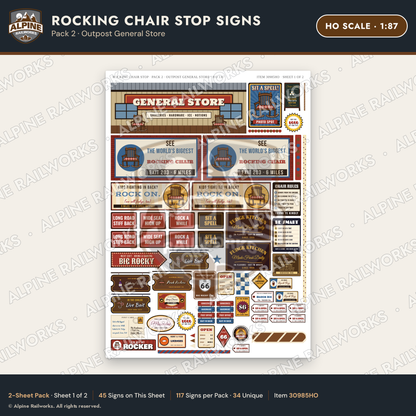 Alpine Railworks 30985HO HO Scale Roadside Signs - Giant Rocking Chair