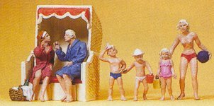 Preiser 10438 HO Scale Recreation & Sports -- Sun Bathers & Beach Hut
