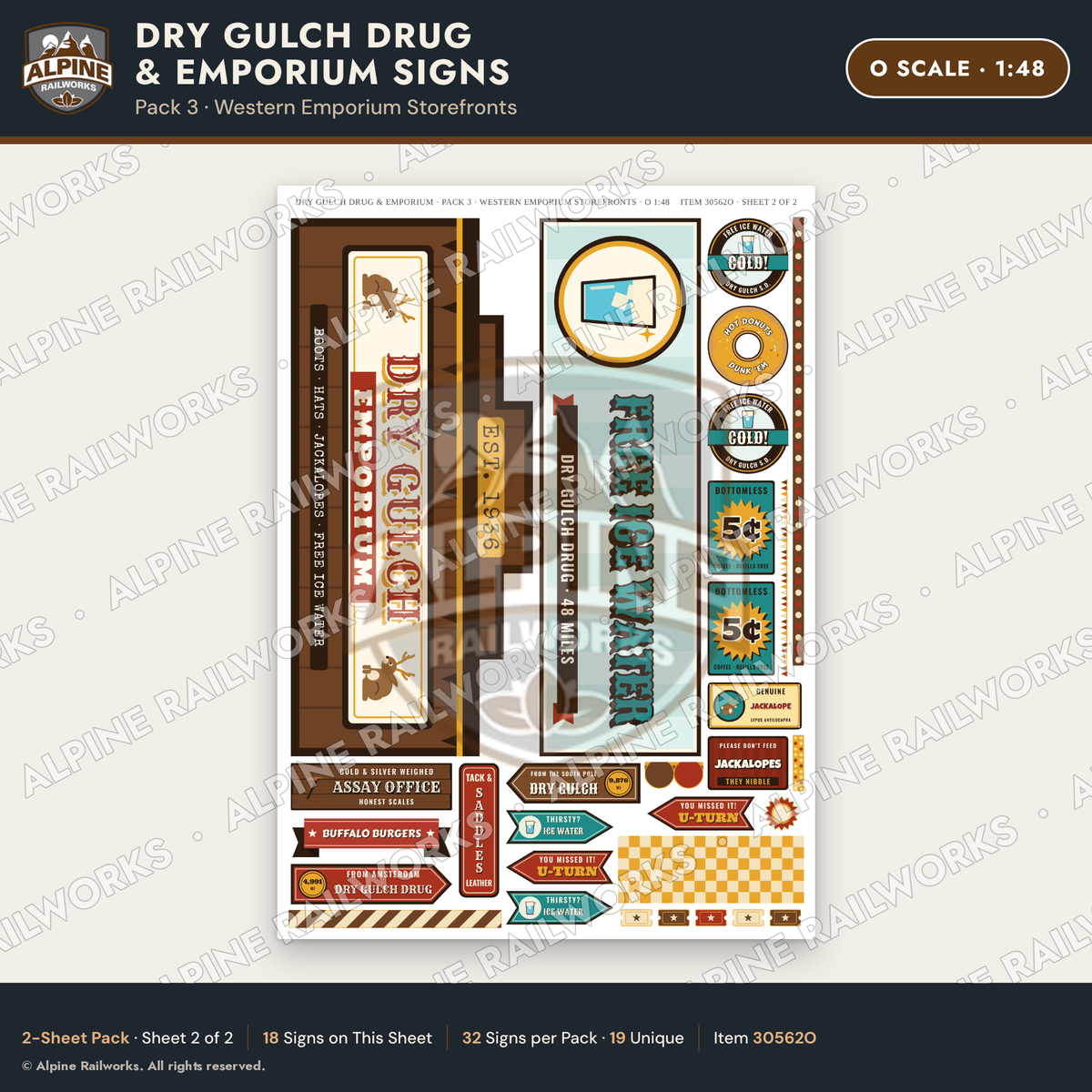 Alpine Railworks 30562O O Scale Roadside Signs - Western Drug Store