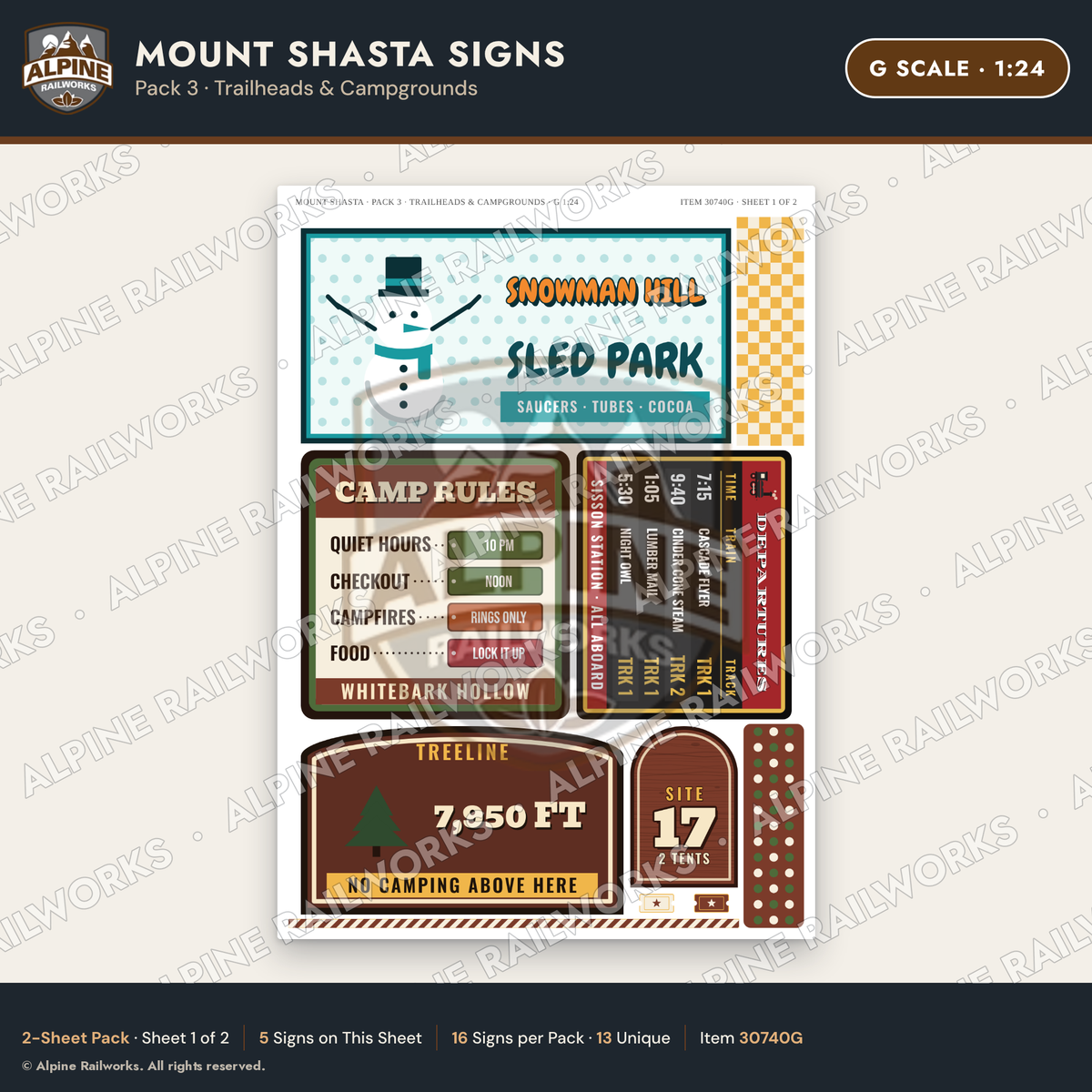 Alpine Railworks 30740G G Scale Tourist Signs - Mount Shasta
