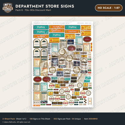 Alpine Railworks 30049HO HO Scale Department Store Signs