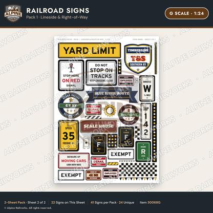 Alpine Railworks 30068G G Scale Railroad Signs - Lineside