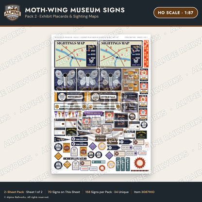 Alpine Railworks 30871HO HO Scale Roadside Signs - Mothman Museum